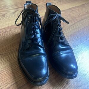 Chic! Heschung Designer Olena Black Leather Lace Up Combat Boots 🥾 Size 8.5